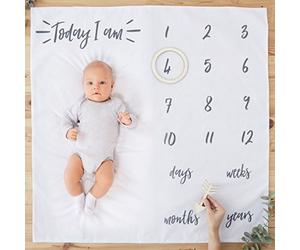 Ginger Ray White Fabric Baby Milestone Blanket Cards - 1 Pack - Oh Baby!