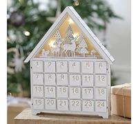 Ginger Ray White & Gold Wooden Light Up Christmas Advent Calendar Fireplace Decoration