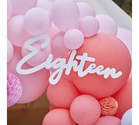 Ginger Ray White Number 18 Birthday Balloon Arch Decoration Party Sign - 75cm x 30cm