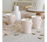 Ginger Ray White Paper Cups with Pop-Out Teddy Bear Ears Baby Shower Tableware 8 Pack, Neutral