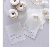 Ginger Ray White Paper Treats & Sweets Bags for Wedding Guests 20 Pack, 15.5 x13cm
