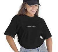 Ginger Ray Women's Black Embroidered 'Team Bride' T-Shirt Hen Party Top Size: 14-16