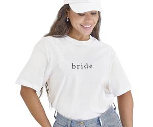 Ginger Ray Women's White Embroidered 'Bride' T-Shirt Hen Party Top Size: 10-12