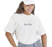 Ginger Ray Women's White Embroidered 'Bride' T-Shirt Hen Party Top Size: 12-14