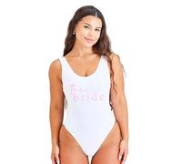 Ginger Ray Women's White 'The Bride' Swimsuit Hen Party Swimming Costume Size: 12-14