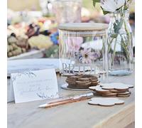 Ginger Ray Wooden and Glass Advice For the Bride Message Jar Keepsake, 11.5 x 11.5 x 14.5 cm, Light Brown