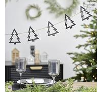 Ginger Ray Wooden Christmas Black Contemporary Modern Garland Bunting Mantlepiece Decoration
