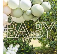 Ginger Ray Wooden Gender Neutral Baby Hanging Decoration for Baby Showers Including Twine to Hang, Green