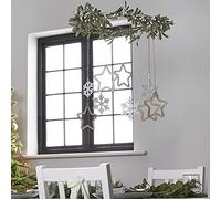 Ginger Ray Wooden Hanging Christmas Decorations Set, Wood, Neutral, Assorted