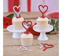 Ginger Ray Wooden Heart Cupcake Topper Decorations Pack of 6