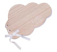 Ginger Ray Wooden Hello Cloud Baby Shower or Christening Guest Book with White Ribbon, Cream, 2.5 cm x 26 cm x 17 cm