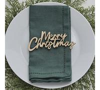 Ginger Ray Wooden Merry Christmas Place Setting Table Decoration, Pack of 6, RUS-106