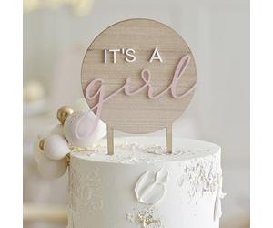 Ginger Ray Wooden Pink 'It's a Girl' Cake Topper Baby Shower Cake Decoration
