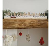Ginger Ray Wooden Reusable Christmas Advent Calendar with Moveable Car Mantlepiece Decoration Countdown