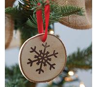 Ginger Ray Wooden Round Snowflake Hanging Rustic Tree Decorations/Tags - Vintage Noel