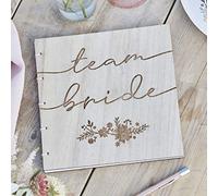 Ginger Ray Wooden 'Team Bride' Hen Party Guestbook, Cartoon, Brown