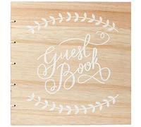 Ginger Ray Wooden Wedding Guestbook with White Script Font Boho