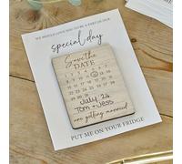 Ginger Ray Wooden Wedding 'Save the Date' Fridge Magnet includes 10 Customisable Magnets