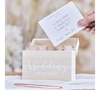Ginger Ray Wooden with White Text Wedding Memory Box with 75 Cards