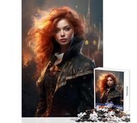 Ginger Redhead Steampunk Jigsaw Puzzles for Adults1000 Piece Strengthen Mental Endurance And Stamina Calm Stress Free Playtime (50X75cm)