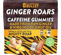 Ginger Roars - 60 Energy Gummies - Vegan Caffeine Chews Each 33mg Caffeine, Made from Root Ginger with a Tasty, Natural Fiery Kick for Improved Running, Cycling, preworkout & Focus.