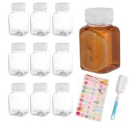 Ginger Shot Bottles 10 Pack with Lids, 100ml/3.5oz Leakproof Plastic Juice Bottles, Reusable Mini Shot Bottles for Homemade Ginger Shots, Juices, Smoothies, Syrups & Salad Dressings