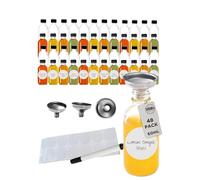 Ginger Shot Bottles Glass - 48-Pack Mini Glass Shot Bottles with Lids 60ml/2oz - Small Reusable Wellness Bottle Clear No Leak with Funnel and Label - Ideal for Ginger Shots, Juice, Turmeric & Whiskey