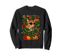 Ginger Tabby Cat with Sunglasses Botanical Jungle Art Sweatshirt