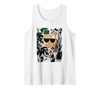 Ginger Tabby Cat with Sunglasses Urban Botanical Grunge Art Tank Top
