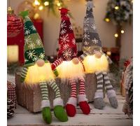 GINGER TECH 3PCS Light Up Gnome Christmas Decorations, Xmas Gonks Ornaments with LED Lights, Handmade Swedish Santa Gnomes with Knitted Hat, Gonk Elf Christmas Decor (33x10CM)