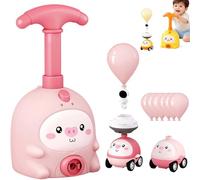GINGER TECH Animal Air Powered Balloon Car Toy, Balloon Launcher Toys with 2 Cars, Balloons Launch Cars STEM Educational Toy For Boys Girls (Pink)