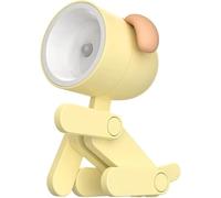 GINGER TECH Cute Dog Night Light, Portable Adjustable Angle LED Portable Dog Lamp Cute Small Phone Holder Eye-Protection for Home Office College Dorm Room Girls Boys Decor Gift (Yellow)
