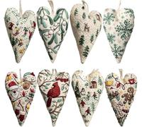 GINGER TECH DIY Heart Embroidery Christmas Decoration, Christmas Embroidery Kit for Beginners, DIY Heart Shaped Hand Embroidered Christmas Ornament Kit with Needles and Thread (8PCS A+B)