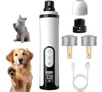 GINGER TECH Electric Silent Groom Pro Nail Grinder, Rechargeable Dog Nail Trimmer with 2 Replacement Grinding Heads, LED Light & 3 Speeds, 2000mah Long-Lasting Battery for Dogs & Cat