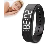 GINGER TECH Fitsleeps Alarm Clock Watch, Silent Vibration Wake Up Wristband for Deep Sleepers/Hearing, Waterproof Snooze Free Smart Watch with Adjustable Strap for Men and Women
