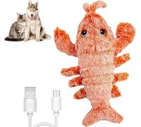GINGER TECH Floppy Lobster Dog Toys, Wiggly Lobster Cat Toy for Boredom, Electric Simulation Plush Lobsters, USB Rechargeable Moving Dog Chew Toys for Cat Dogs