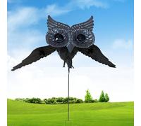 GINGER TECH Flying Owl Garden Stake, Owl Wind Spinners Kinetic Owl, Large Rocking Animals with Flapping Wings Garden Stakes, Metal Simulation Bird for Outdoor, Yard, Decor, Ornament (Flying Owl)
