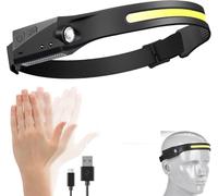 GINGER TECH Head Torch Rechargeable, Long Lasting Super Bright 230 Degree Wide Beam Headlight with Motion Sensor, 1200mAh Waterproof Lightweight Headlamp for Running, Camping, Fishing (1)