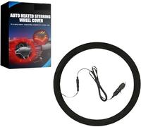 GINGER TECH Heated Steering Wheel Cover, 12V Heated Car Steering Cover Warmer Winter, 15inch Heated Auto Steering Wheel Cover, Universal for Most Cars, SUVs, Trucks, Vans