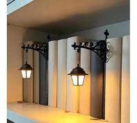 GINGER TECH Library Lantern Decorative Bookshelf Lighting, Iron Table Desk Bookcase Lamps, Vintage Little Reading Book Led Nightlight, Gift for Book Lovers (2PC A)