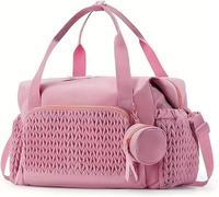 GINGER TECH Nappy Diaper Tote Bag, Baby Changing Bags with Pacifier Case, Large Capacity Multifunctional Waterproof Mommy Shoulder Bag Maternity Tote, for Baby Changing Portable Travel (Pink)