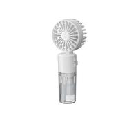 GINGER TECH Portable Hand Fan with Mist Spray, USB Rechargeable Handheld Misting Fan with Transparent Tank Water Replenisher, Pocket Safe Fan, Ultra Quiet Lightweight for Travel (White)