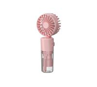 GINGER TECH Portable Hand Fan with Mist Spray, USB Rechargeable Handheld Misting Fan with Transparent Tank Water Replenisher, Pocket Safe Fan, Ultra Quiet Lightweight for Travel (Pink)