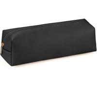 GINGER TECH PU Leather Pencil Case, Stationery Pencil Case with Zipper, Makeup Bag, Coin Purse, Glasses Case, Back-to-School, for Teenagers Student Boys Girls Kids Office College School Gift (Black)