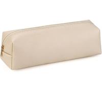 GINGER TECH PU Leather Pencil Case, Stationery Pencil Case with Zipper, Makeup Bag, Coin Purse, Glasses Case, Back-to-School, for Teenagers Student Boys Girls Kids Office College School Gift (Beige)