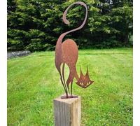 GINGER TECH Rusty Metal Cat Fence Topper Decor, Metal Animals Garden Decoration Art Sculpture, Rusty Cat Garden Ornament, Animal Metal Craft Garden Silhouettes Farm Garden Fence Halloween Decor (1)