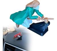 GINGER TECH Witch and Wizard Broomstick Dashboard Drift Ornaments, Funny Car Dashboard Accessories Interior Ornaments for Enthusiasts Vehicle (Green Girl)