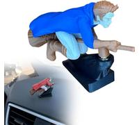 GINGER TECH Witch and Wizard Broomstick Dashboard Drift Ornaments, Funny Car Dashboard Accessories Interior Ornaments for Enthusiasts Vehicle (Blue Boy)
