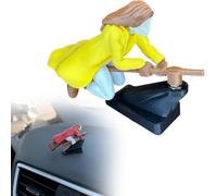 GINGER TECH Witch and Wizard Broomstick Dashboard Drift Ornaments, Funny Car Dashboard Accessories Interior Ornaments for Enthusiasts Vehicle (Yellow Girl)