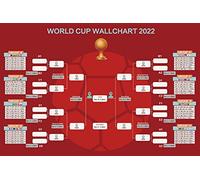GINGER TECH World Cup 2022 Wallchart - Qatar Football World Cup Wall Chart Poster- Includes 32 Teams Group Stage and Knockout Final Track All Matches Results (60*40CM)